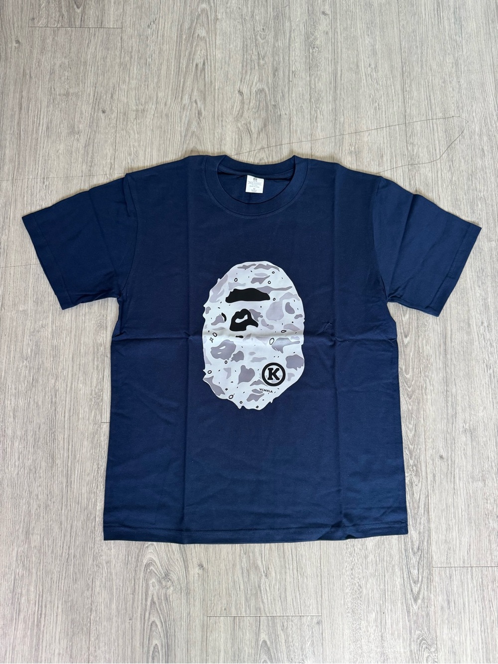 Men's Navy Graphic Cotton T‑Shirt with Camouflage Mask Print